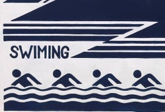 Disegno tessile originale degli anni '70 dipinto a mano a guazzo astratto su carta bianca