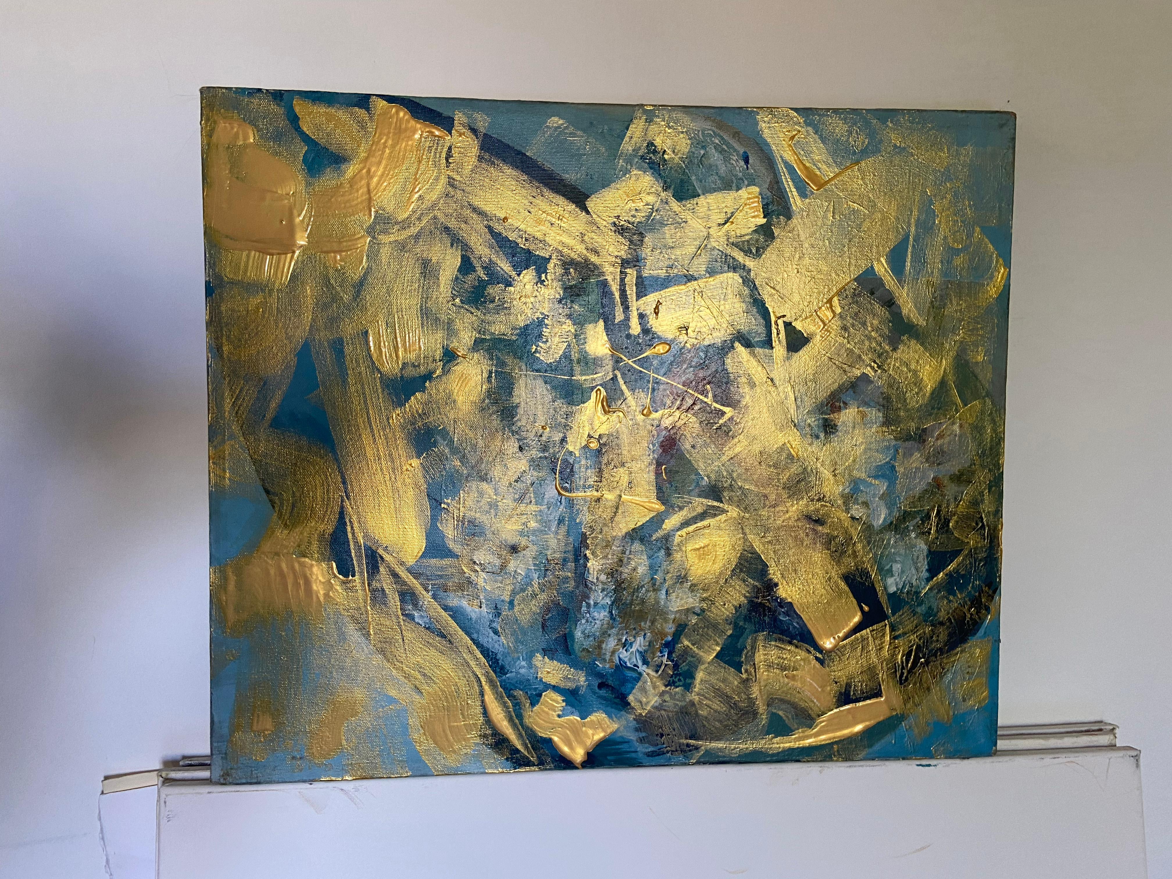 sea of gold - Abstract Expressionist Painting by Katarina Joys