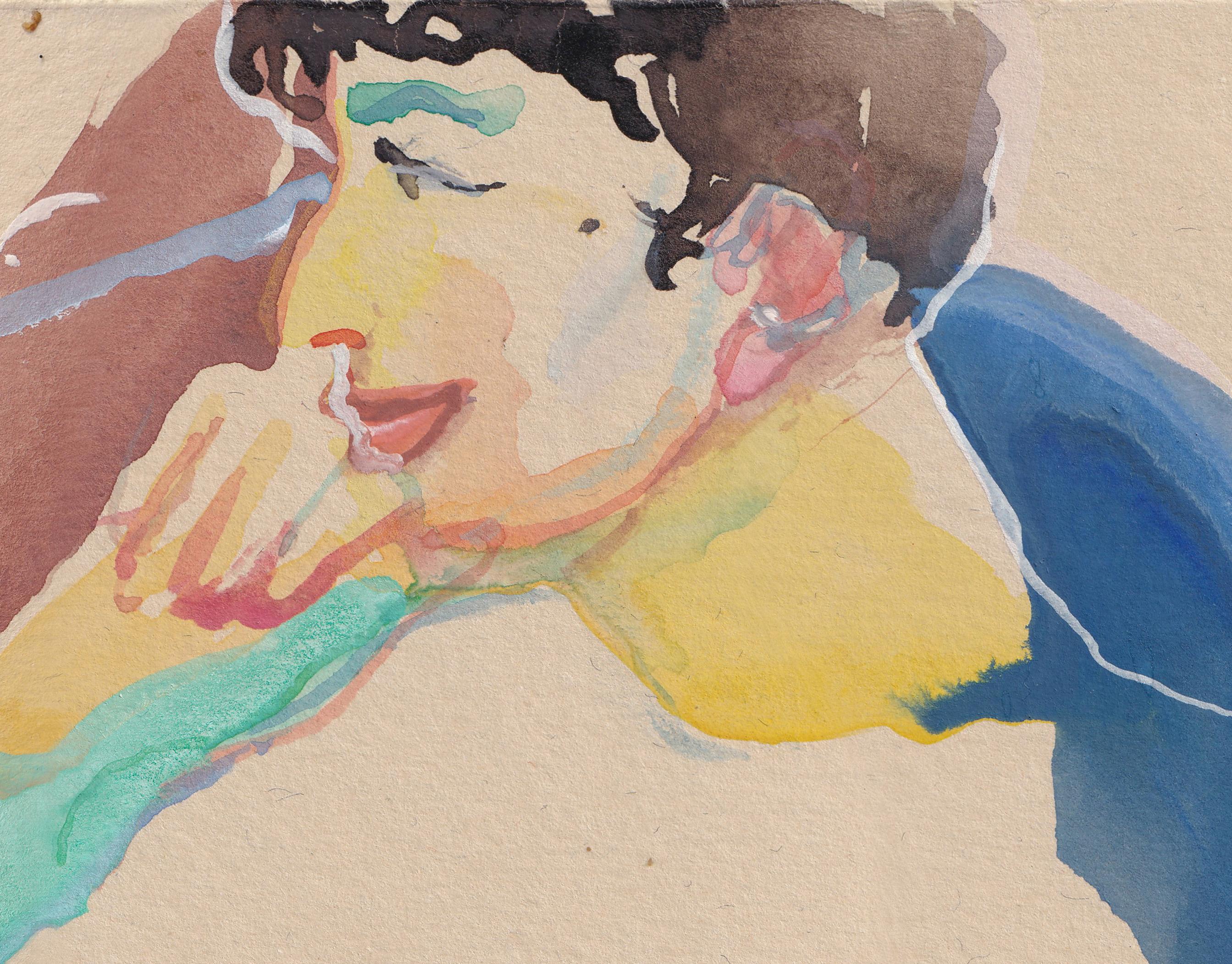 Portrait watercolor Andre - Abstract Expressionist Art by Anastasia Aureum