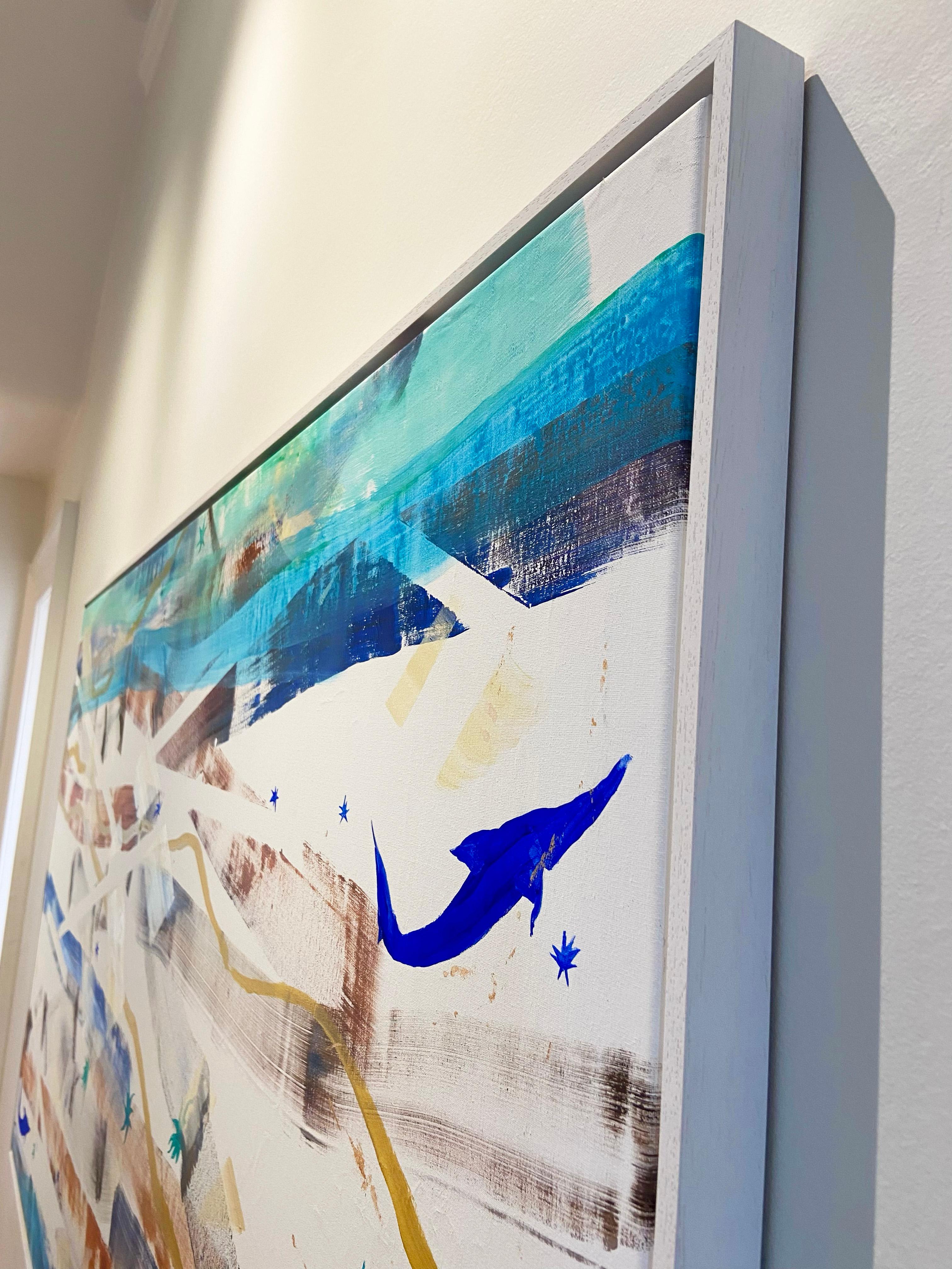 FRAMED

The item is located in central London, United Kingdom.


acrylic, oil on canvas
one-of-a-kind

105x185cm
Full size 110x190cm




       In this vibrant abstract artwork, a swirl of colours and shapes captivates the eye, commanding attention