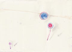 Abstract Circles Watercolor and Pencil Drawing on Paper, 21st Century