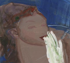 Watercolor Portrait of Woman, Cubist Style, Signed, 21st Century