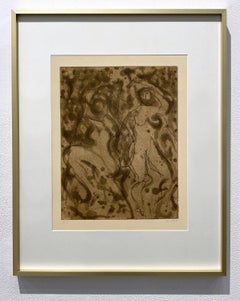 "Dancing in the Dark" Intaglio Etching on Cotton Paper, Hand-Inked, Framed
