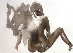 "Anna No 1" Watercolor on Arches Cotton Paper, Figurative, Nude, Neutral Tones