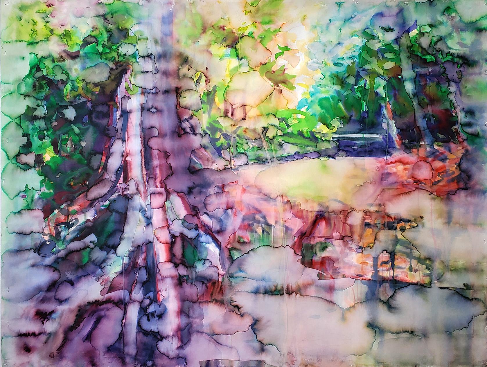  Elena Chestnykh Landscape Art - "Rainforest" Landscape, Forest, Watercolor on Paper, Framed
