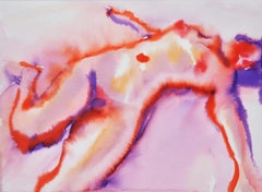 "Sweet Dream" Figurative Painting, Nude, Watercolor on Paper, Framed