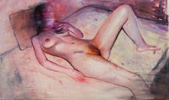 Peinture figurative « Sans titre », nu, peinture à l'huile