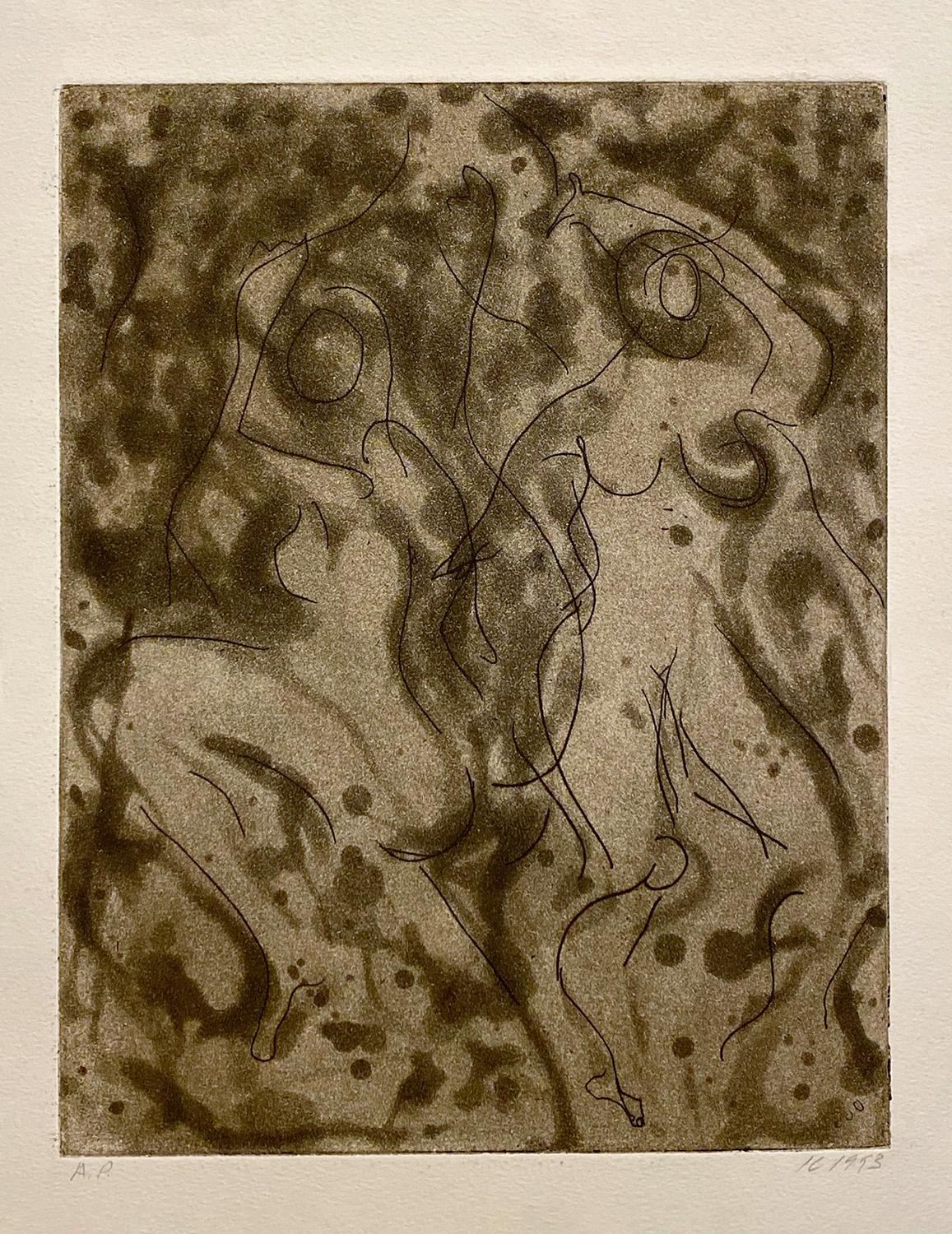 « Dancing in the Dark » , gravure en taille-douce sur papier de coton, encadrée à la main - Contemporain Art par Indira Cesarine