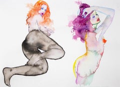 "A GIRL LIKE ME" Figurative Painting, Watercolor on Arches Paper, Nude, Framed