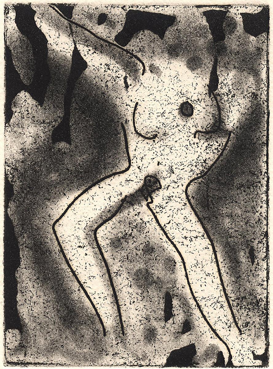„Porträt eines Mädchens“-Intaglio-Radierung, Tinte auf Baumwollpapier, figürlich – Art von Indira Cesarine