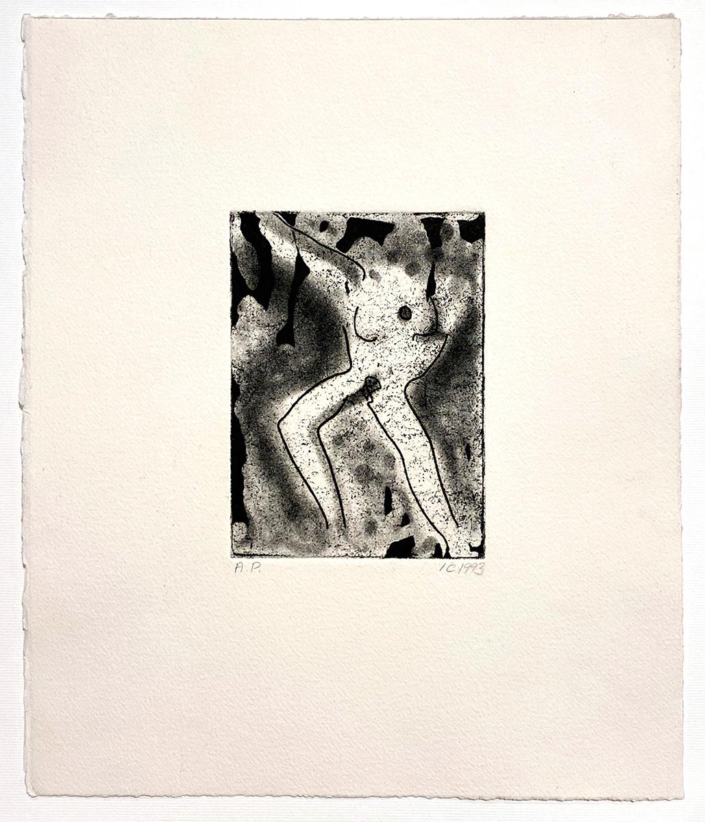 „Porträt eines Mädchens“-Intaglio-Radierung, Tinte auf Baumwollpapier, figürlich (Zeitgenössisch), Art, von Indira Cesarine
