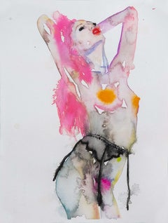 "GASLIGHTING THE FIRE IN MY HEART" Figurative Painting, Watercolor on Paper