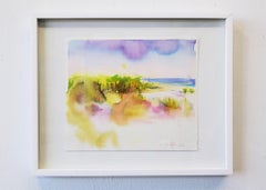"Dreamland" Watercolor on Paper, Landscape, Beach, Framed