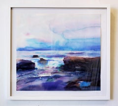 "Eternal Ocean" Watercolor on Paper, Landscape, Ocean, Framed