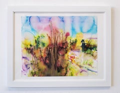 "Wild Rosehip" Landscape, Forest, Watercolor, Framed