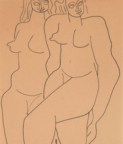 Louise Nevelson "Two Figures" Drawing