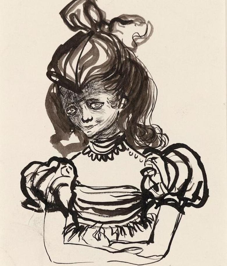 Victorian Girl - Beige Figurative Art by Joyce Wieland