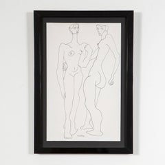 Two Nudes, USA, circa 1930s  Signed in ink by the artist  Pen and ink on paper