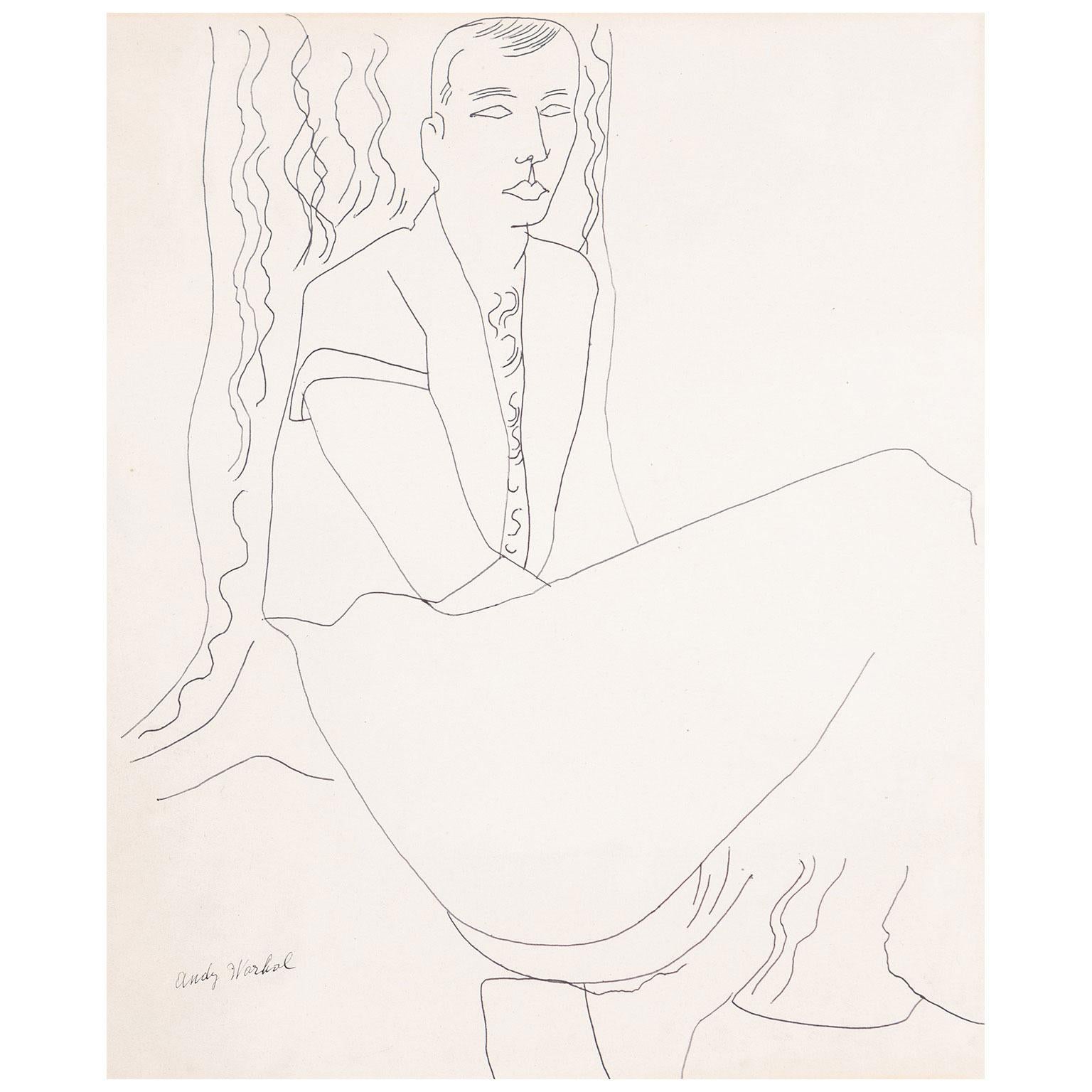 Untitled "Seated Gentleman"   USA, circa 1950s, Signed by artist - Art by Andy Warhol