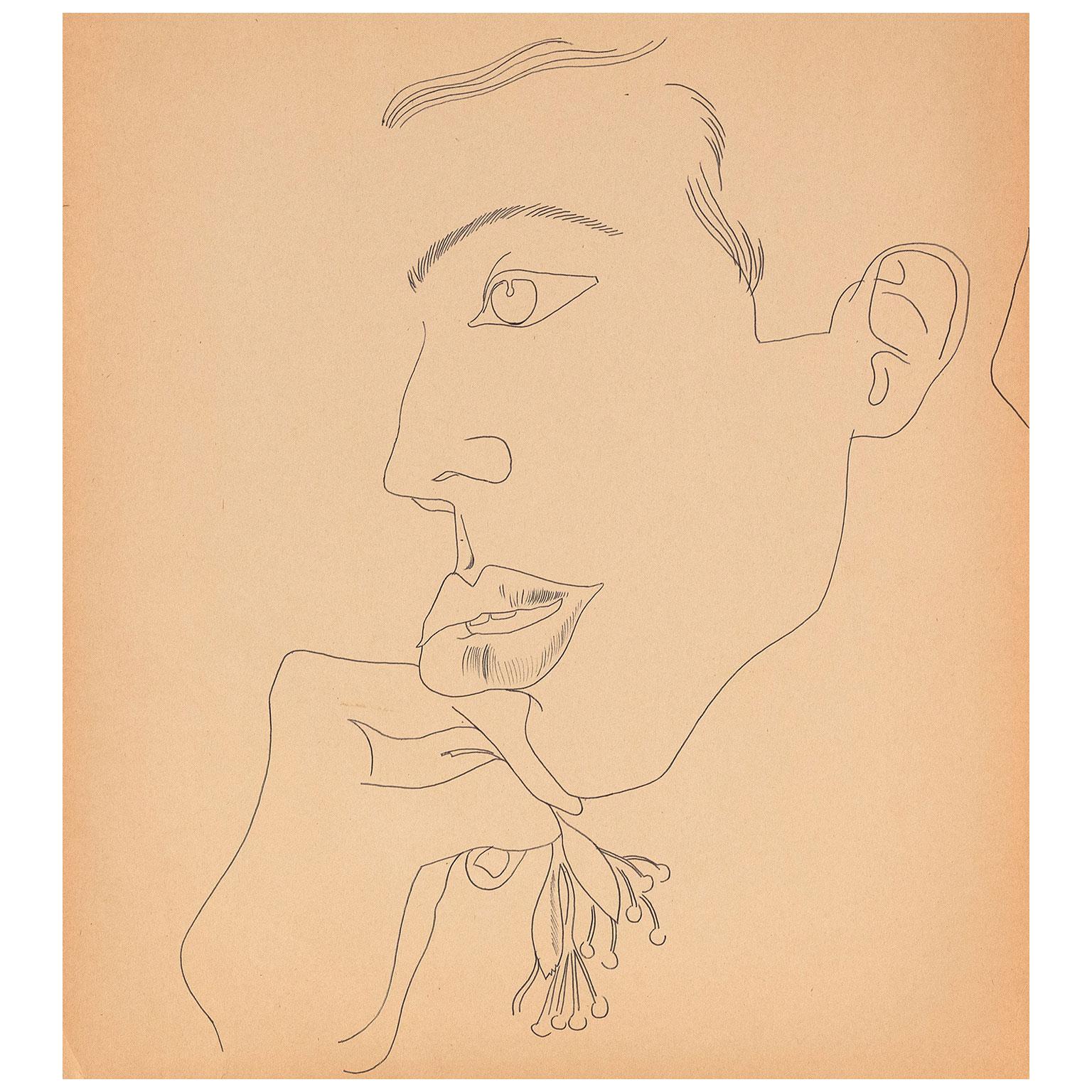 Andy Warhol Portrait – Junger Mann mit Blume