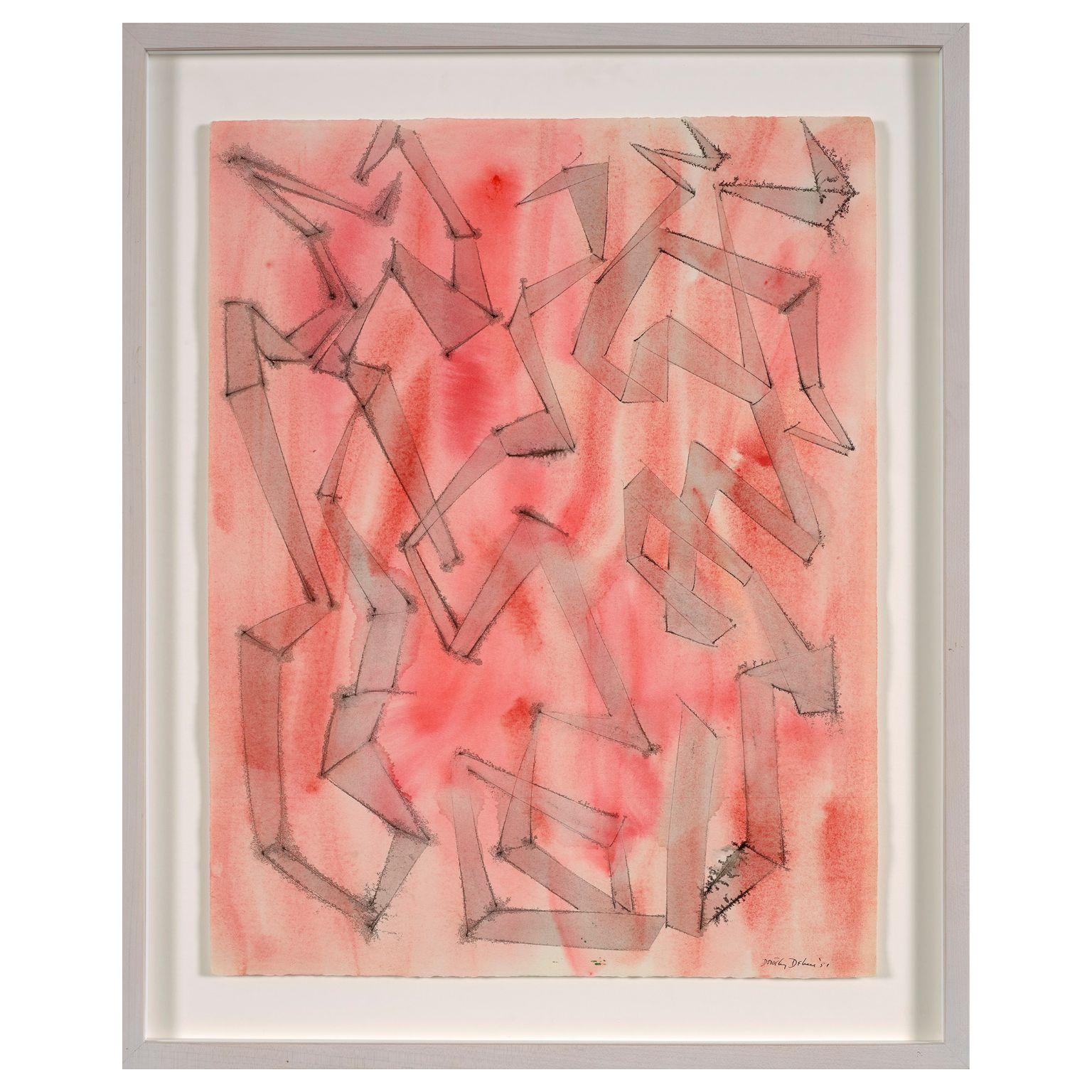 Dorothy Dehner Abstract Drawing – Winkelförmiger Rhythmus