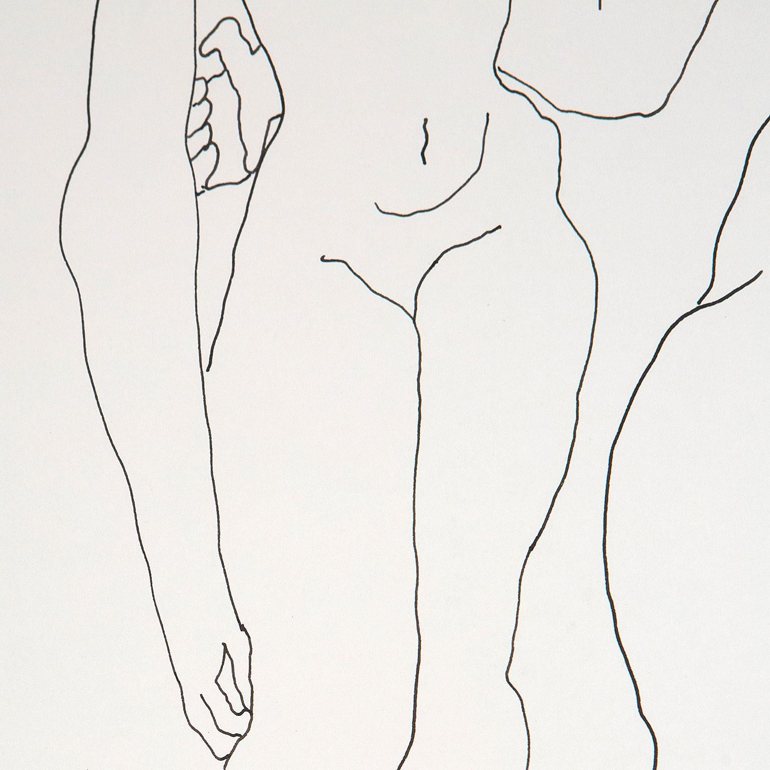 Two Nudes, USA, circa 1930s  Signed in ink by the artist  Pen and ink on paper For Sale 2