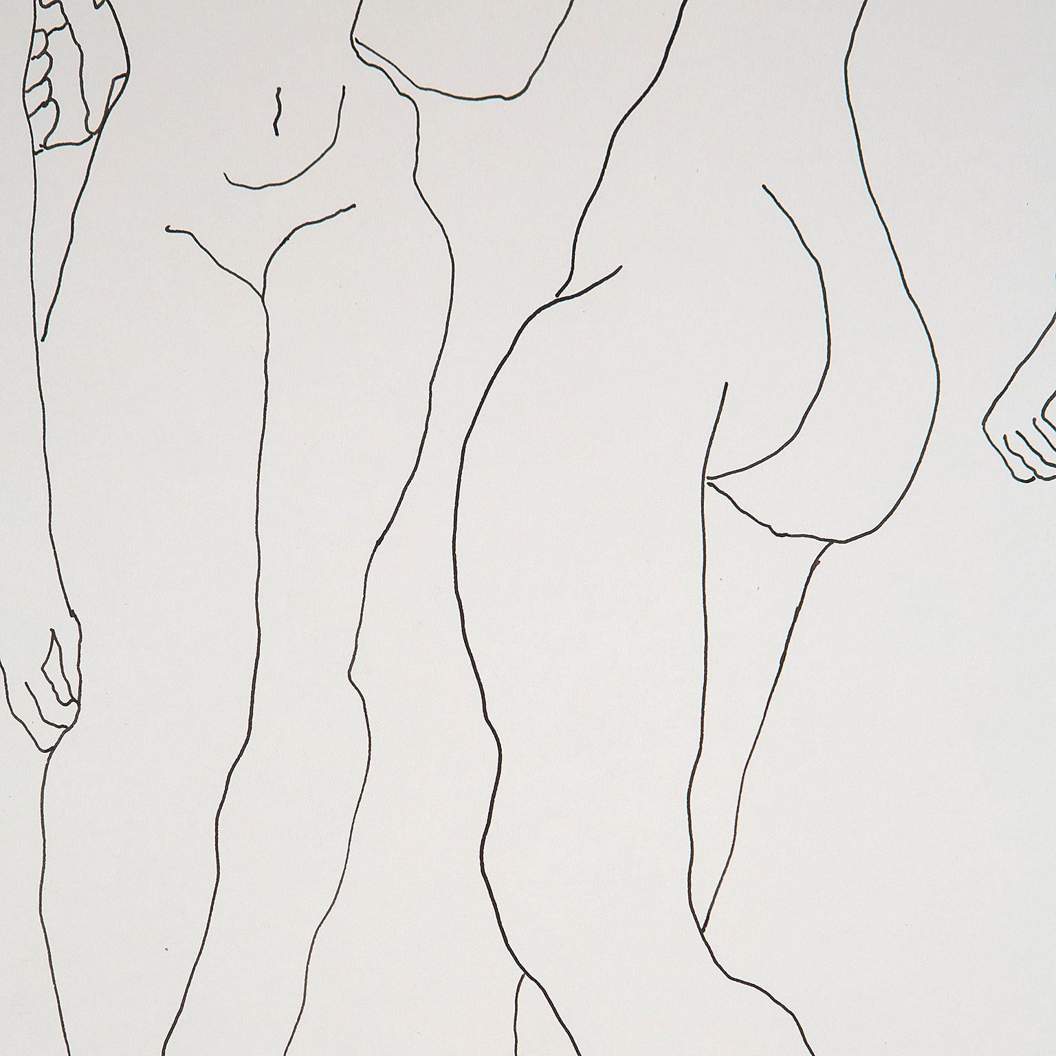 Two Nudes, USA, circa 1930s  Signed in ink by the artist  Pen and ink on paper For Sale 3