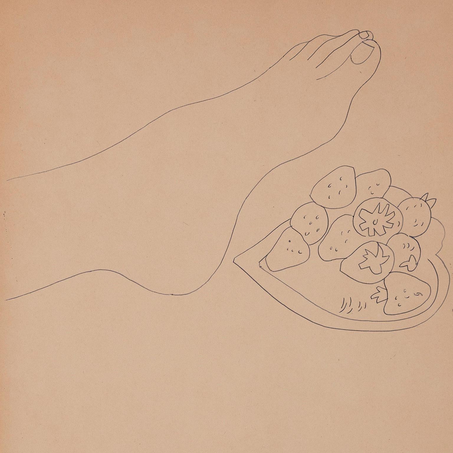 Fuß mit Erdbeerbeerbeeren – Art von Andy Warhol