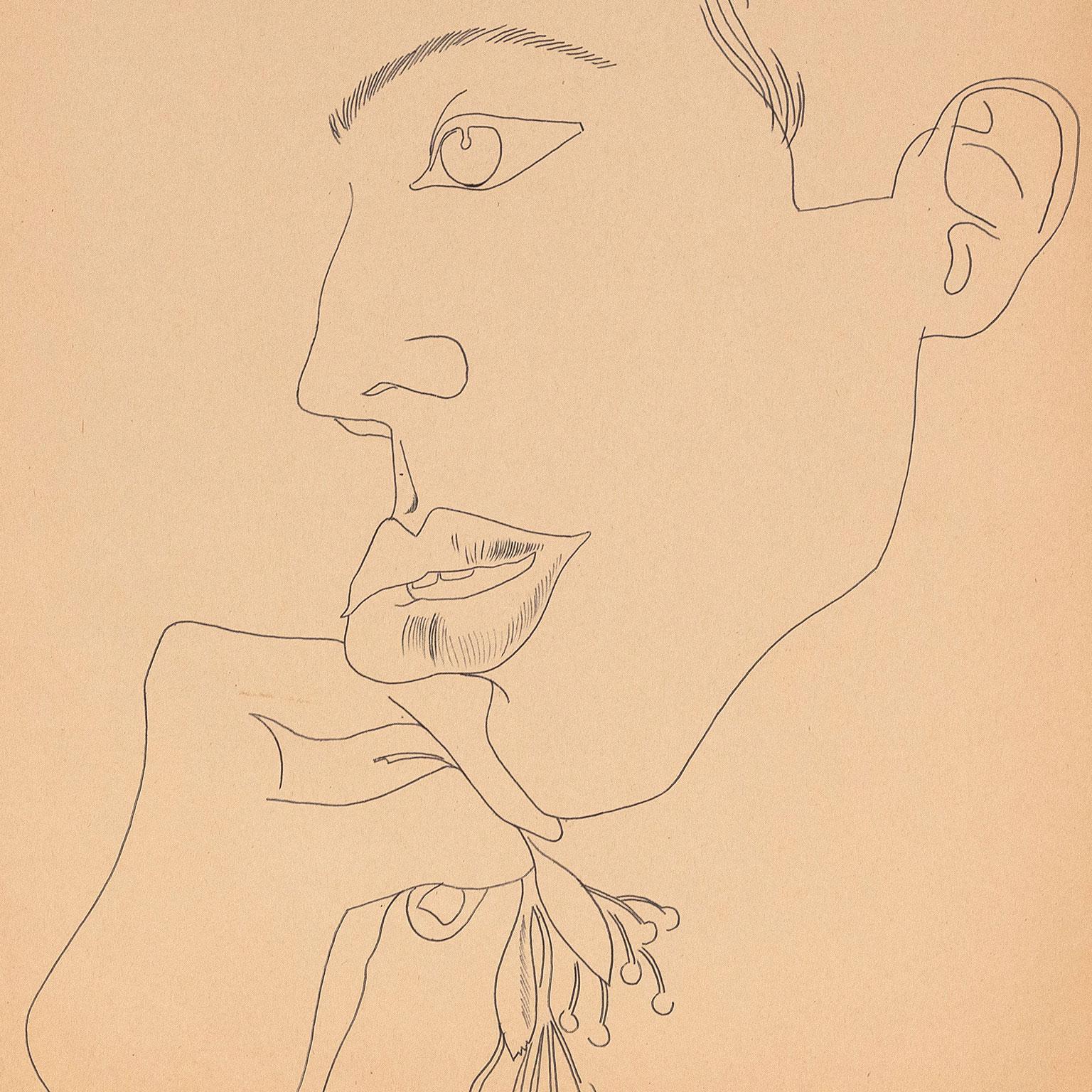 Junger Mann mit Blume – Art von Andy Warhol
