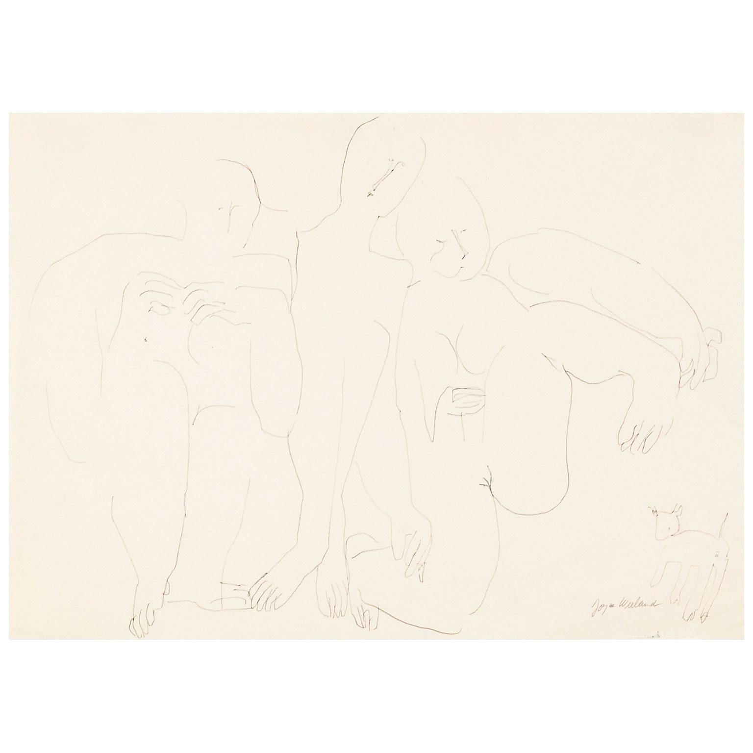 Trio mit Katze – Art von Joyce Wieland