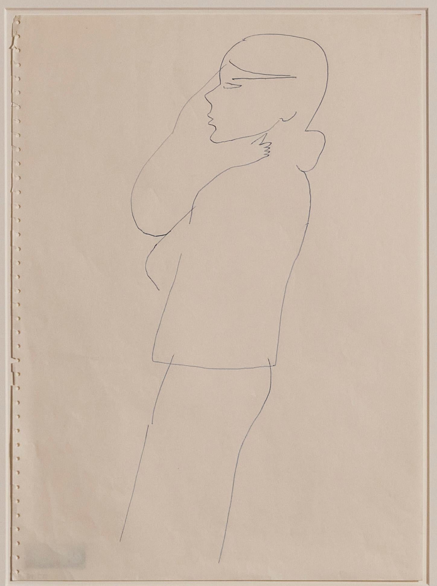 Donna in blu - Figurative Art Beige di Andy Warhol