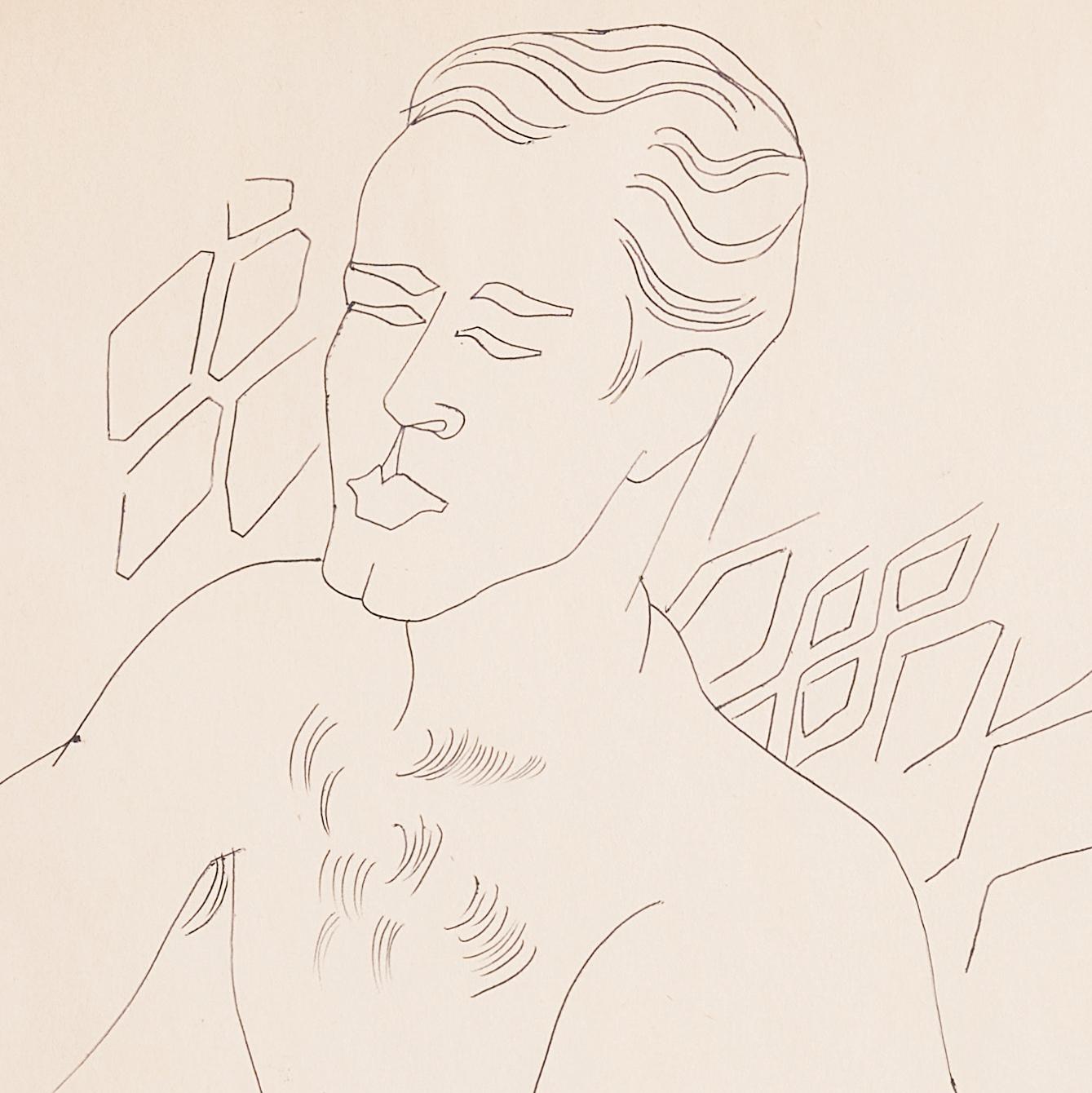 Gerald tenant ses genoux - Beige Figurative Art par Andy Warhol