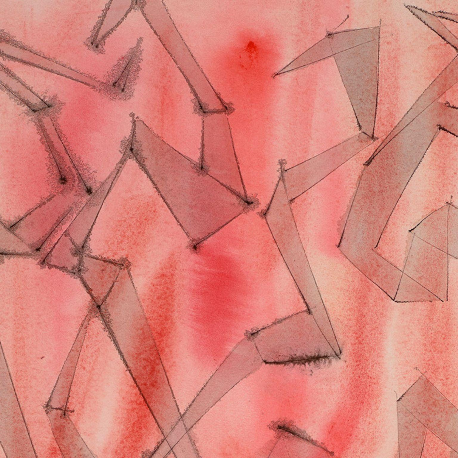 Winkelförmiger Rhythmus (Beige), Abstract Drawing, von Dorothy Dehner