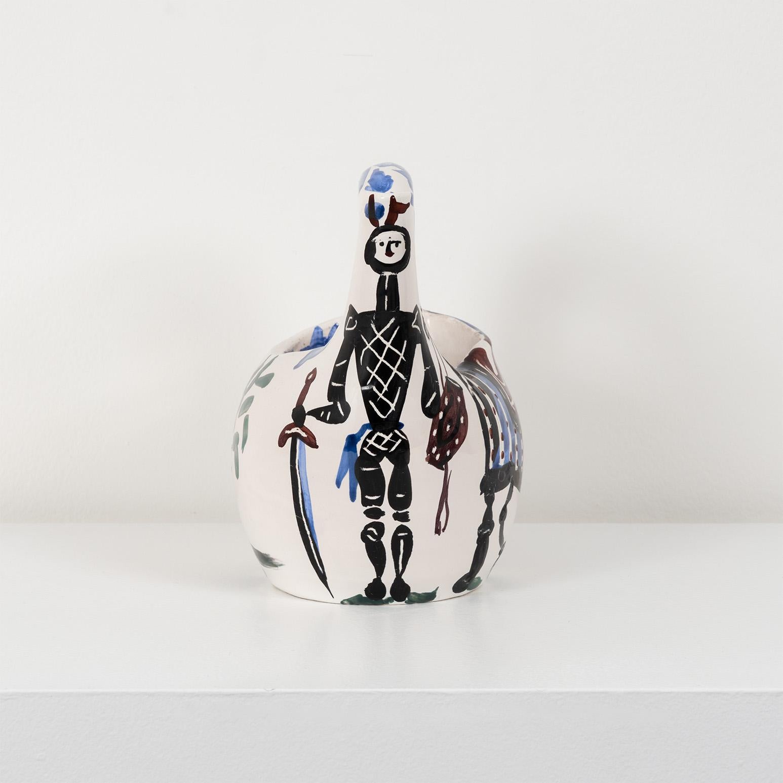 Pablo Picasso's (1881-1973) love affair with ceramics started in 1946, when he came across a pottery fair in the South of France. There, he met the proprietors of the Madoura Pottery workshop and started a collaborative relationship with the studio