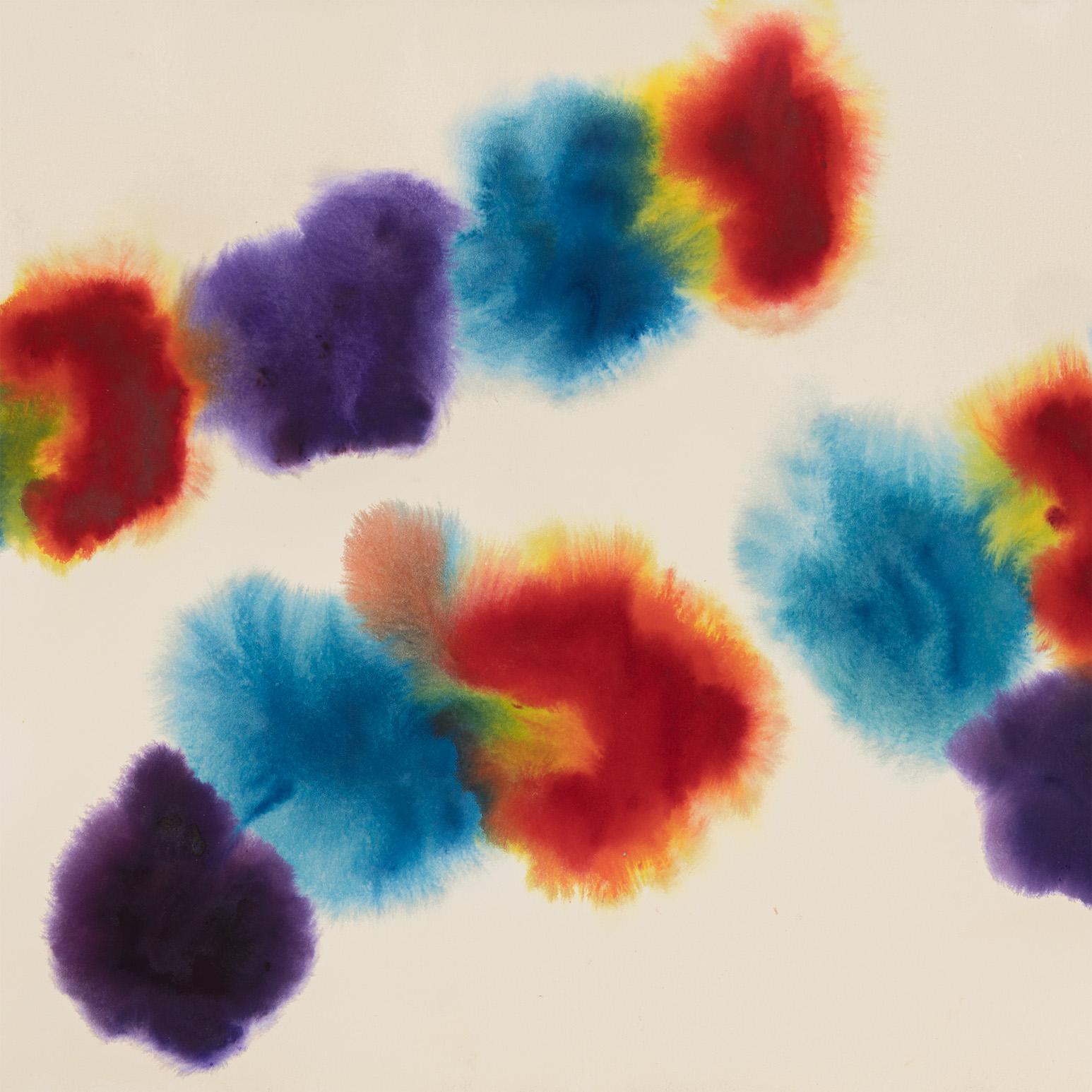 Rojo-Azul - Abstract Drawing Beige de Gershon Iskowitz