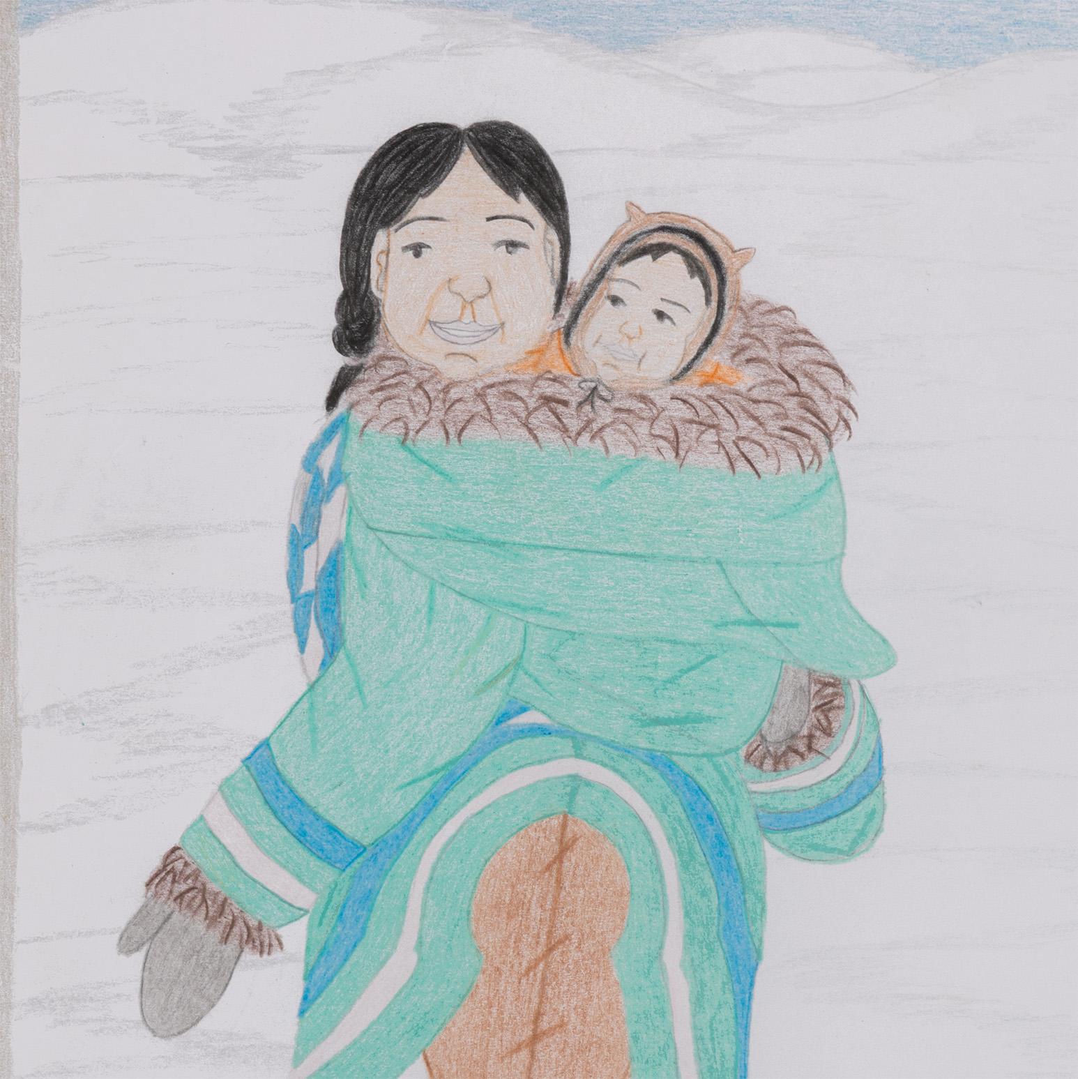 Mother & Child - Still-Life Grigio di Annie Pootoogook