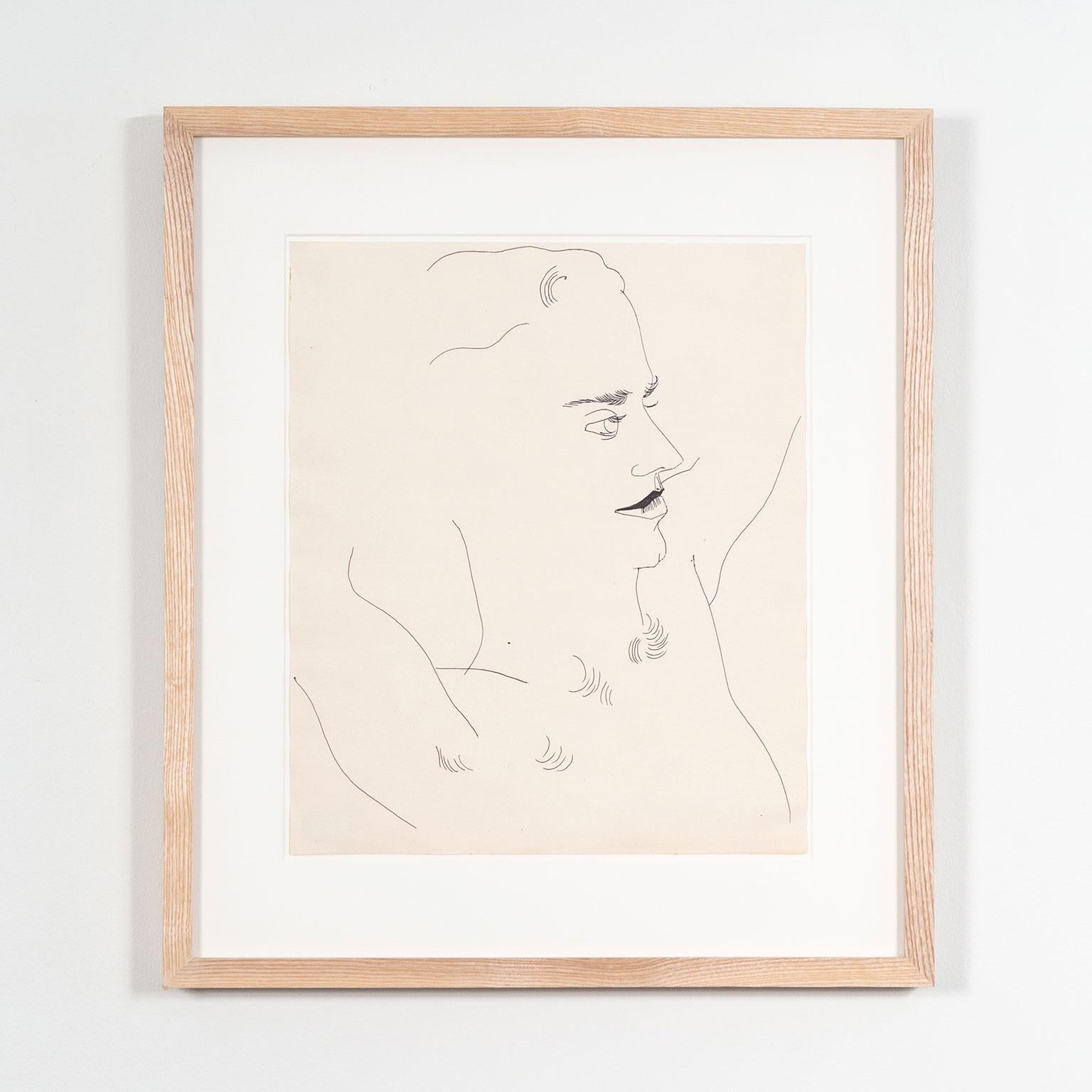 Ritratto di uomo (George), disegno con penna a sfera, circa 1956
