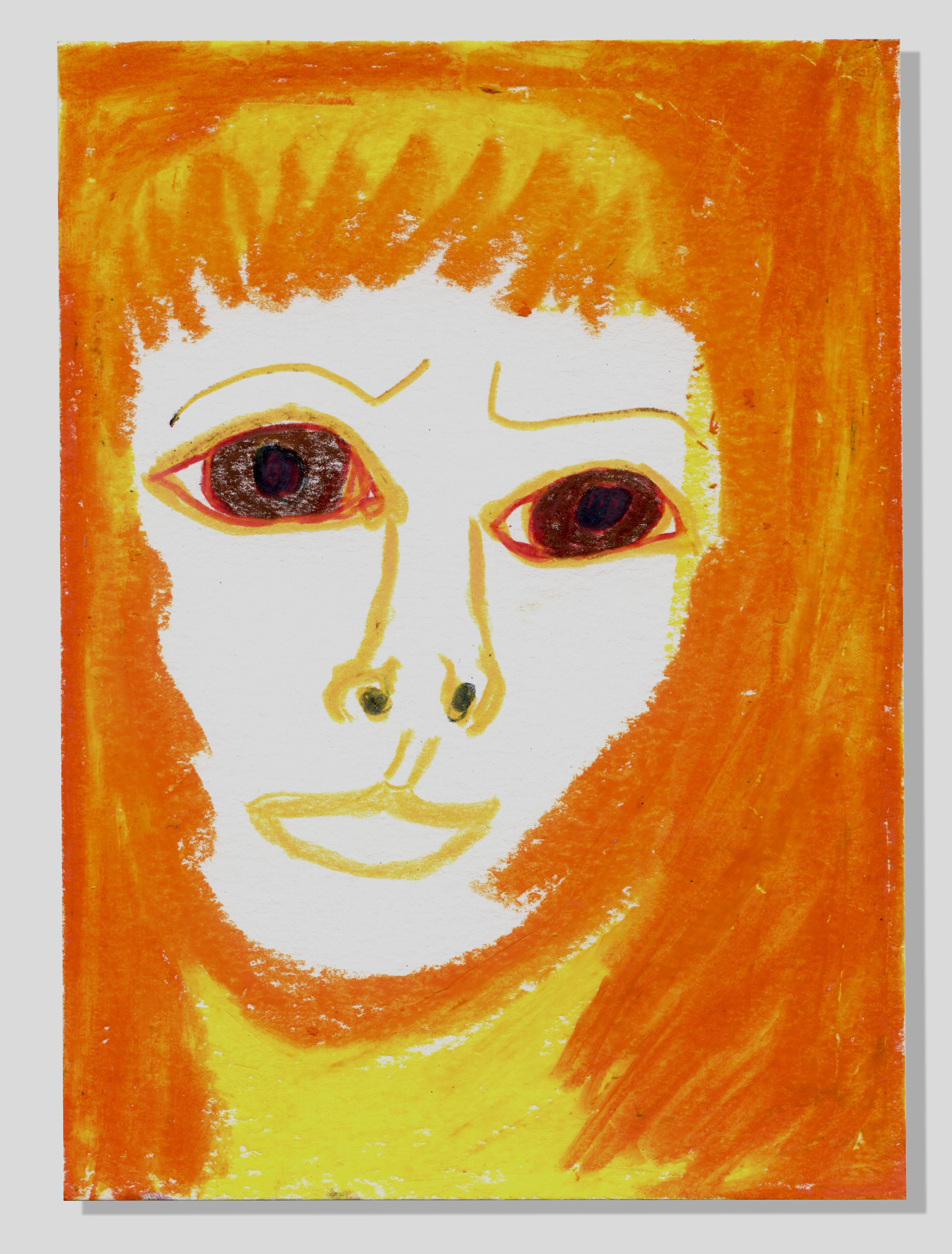 Dulphe Pinheiro Machado Abstract Drawing – Gesicht in Orange