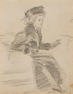 Graphite on Paper Drawing by John Sloan Titled 'The New Hat', circa 1912