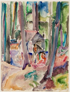 Watercolor Painting by William Zorach Titled 'Camp, New Hampshire', 1917