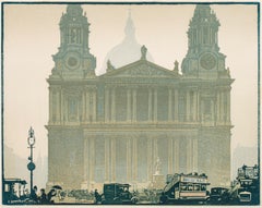 Original Woodcut of St. Paul’s Cathedral: Rainy Day, Emile Antoine Verpilleux