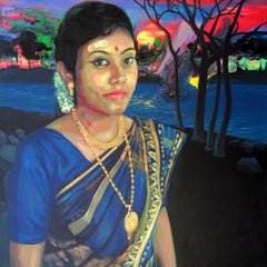 Acryl auf Leinwand Gemälde von Nakul Mondal, Gemälde mit dem Titel „Rima“, 2016