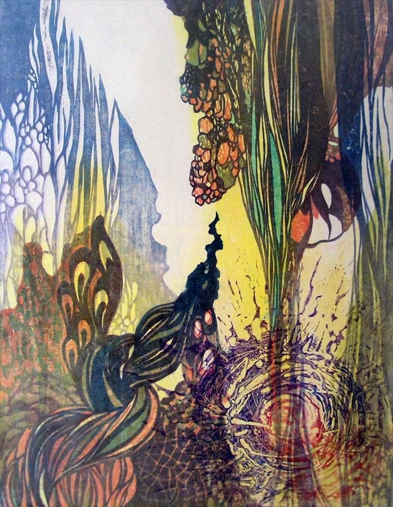 Atsuko Honda (b.1984, Osaka) utilizes traditional techniques and methods that are increasingly rare among 21st-century practitioners. Honda has been focusing on printmaking since 2006, seeing monoprints "like printing memories as a diary of my daily