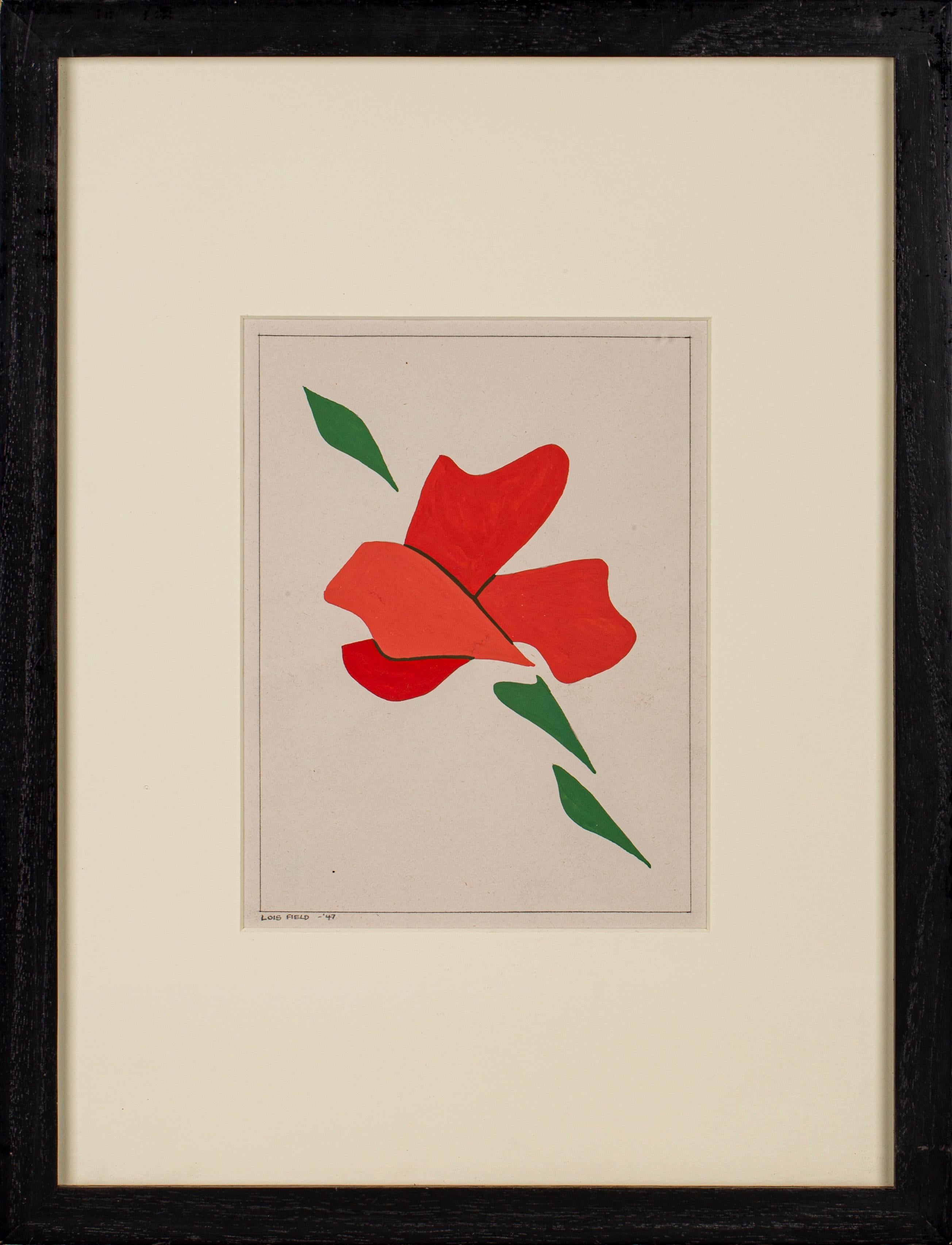 Gouache and Graphite Drawing on Board by Lois Field, Dated 1947 For Sale 1