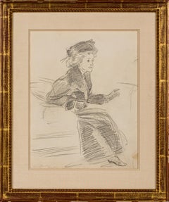 Disegno in grafite su carta di John Sloan intitolato "Il nuovo cappello", circa 1912