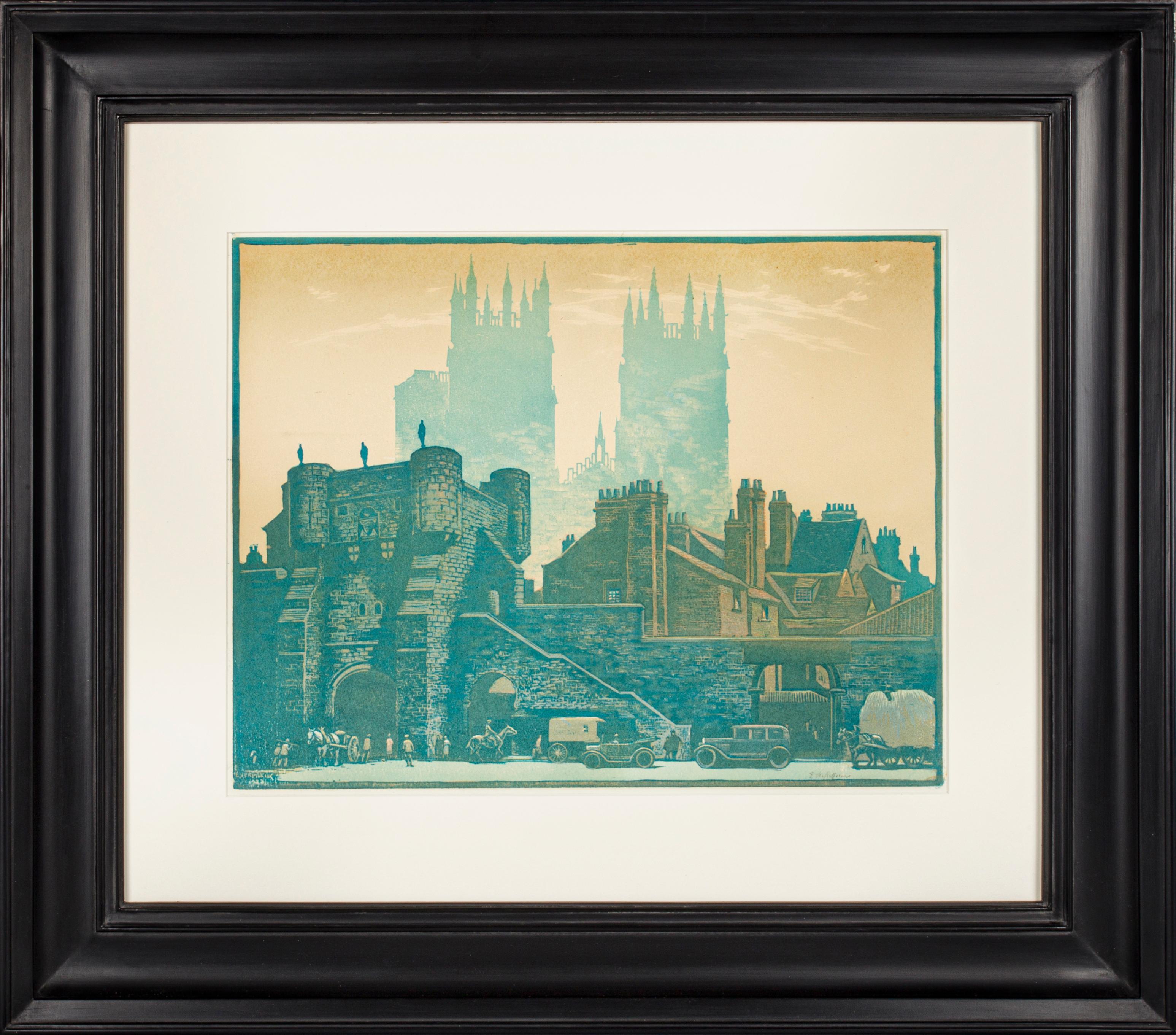 Original Woodcut & Printed Colors of York, Emile Antoine Verpilleux, 1920 For Sale 1