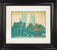 Original Woodcut & Printed Colors of York, Emile Antoine Verpilleux, 1920