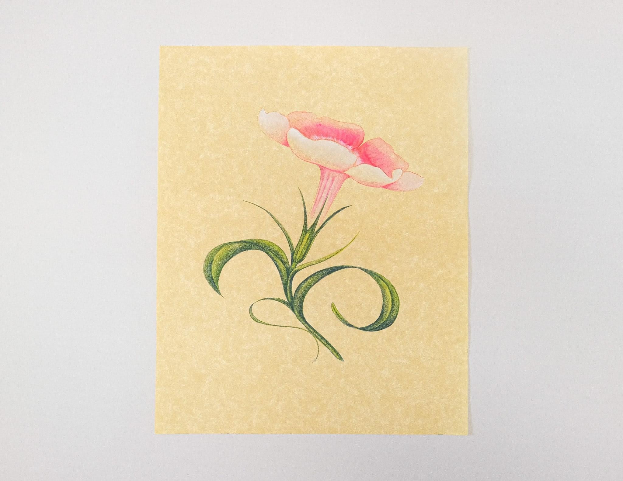 Set of 5 Watercolor on Paper Flowers - Orange Still-Life by Boy Kong
