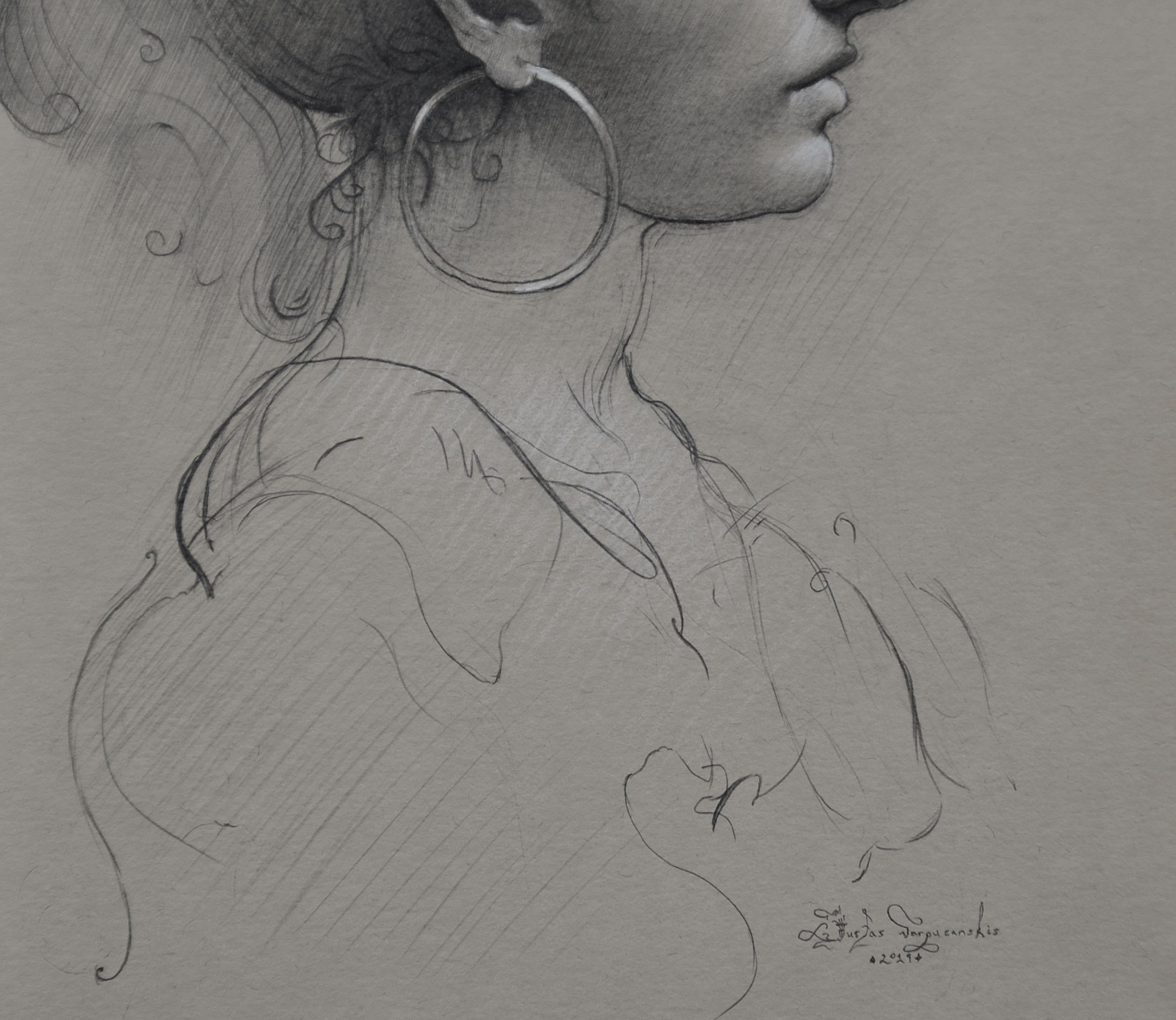 Ritratto di Noemi (Grau), Portrait, von Justas Varpucanskis