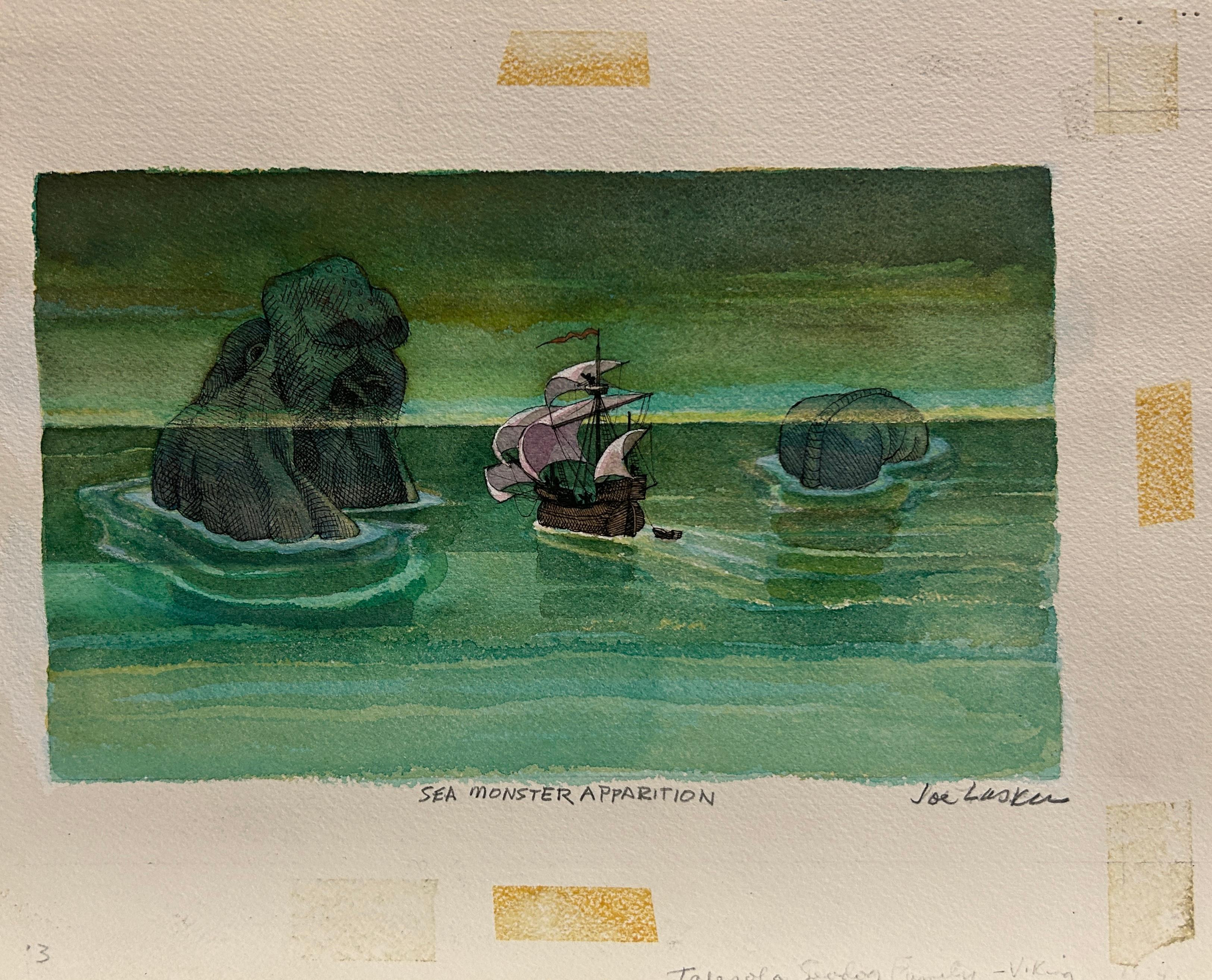 Joe Lasker Landscape Art - Sea Monster Apparition